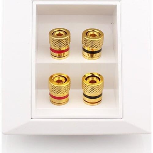 2pcs Audio Cable Connector 2 and 4 Speaker Junction Panel Sound Socket Wall Plug Box Banana Connector Column Speaker Adapter