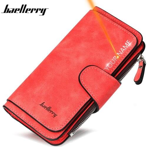 2020 Women Wallets Name Engrave Fashion Long Leather Top Quality Card Holder Classic Female Purse Zipper Wallet For Women
