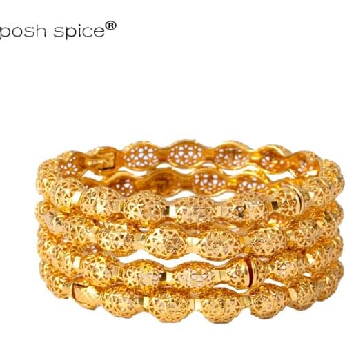4pcs / lot wedding jewelry Dubai bracelets for women Ethiopian Gold Color bangles&bracelets Middle East African gifts