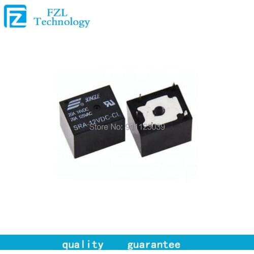 50pcs 12V 20A DC power relay SRA-12VDC-CL 5Pin PCB type black car relay stock