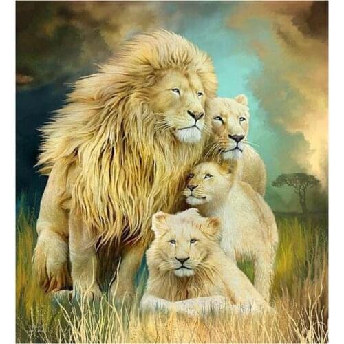 5D DIY Full Round/Square Diamond Painting "Animal Lion" 3D Embroidery Cross Stitch Rhinestone Mosaic Home Decor Gift Y207