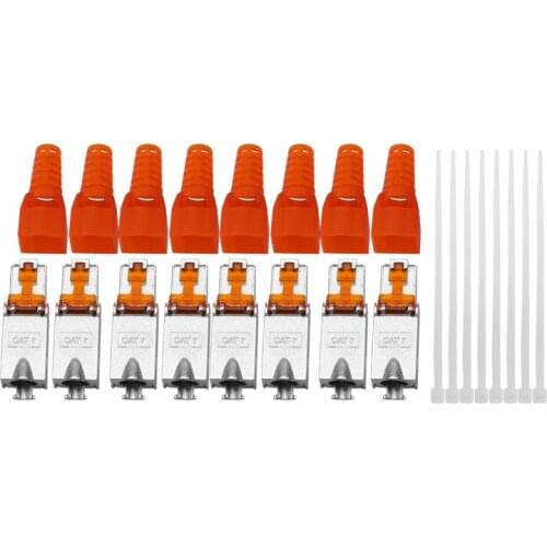 8Pcs Tool-Free Shielded RJ45 Cat 7 Termination Plug Cat7 Plug / Cat7 Connector Connectors Modular 23/24AWG