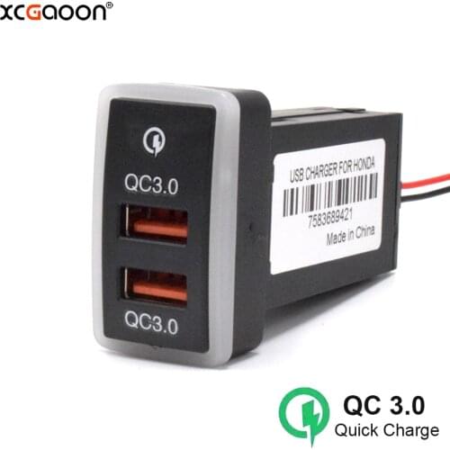 XCGaoon QC3.0 Quickcharge Car Charger Dual USB Adapter Plug & Play Cable for Honda
