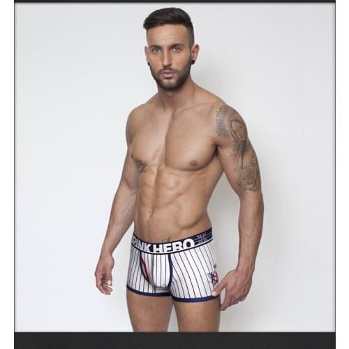 Free shipping!3pcs/lot brand australia Pink hero stripe boxers men sexy underwear gay boxers Flat foot shorts for men