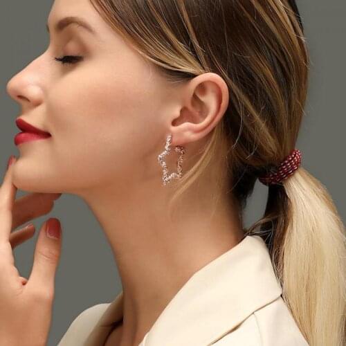 Big Pentagram Earrings Carved Star Hollow Stud Earrings For Women Metal Frosted Earing Gold Rose Gold Silver Color Earings A283