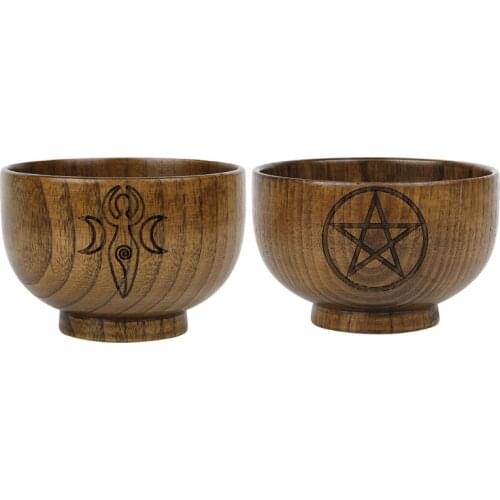 Altar Bowl Handmade Wood Bowls Ritual Tableware Ceremony Moon Divination Astrological Tool Board Game Witchcraft Prop