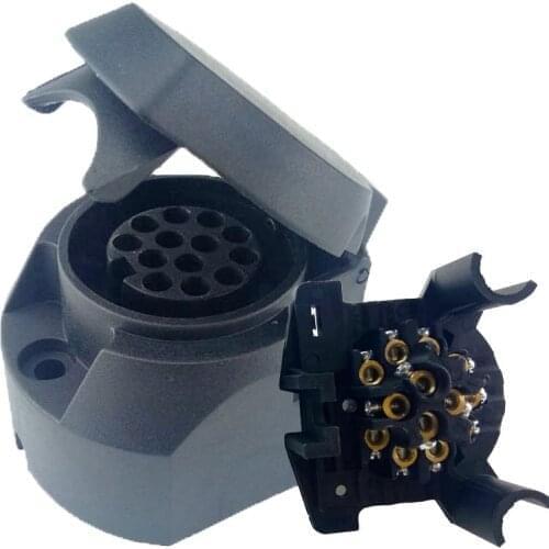 Black Frosted 13-Pin Trailer Socket Materials 13-Pole Trailer Socket 12V Tow Bar Towing Socket