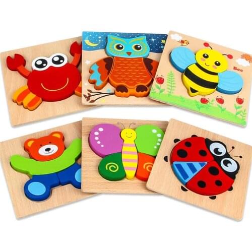 Wooden Jigsaw Puzzles 6 Pack Animal Puzzles for Toddlers Kids 1 2 3 Years Old Educational Toys for Boys and Girls
