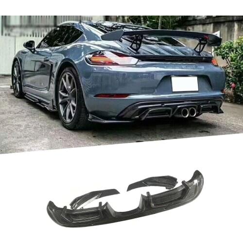 Carbon Fiber Rear Lip Diffuser Spoiler Splitters Fit for Porsche 718 Cayman Boxster Base S Coupe 2016-2019 Car Bumper Guard Car