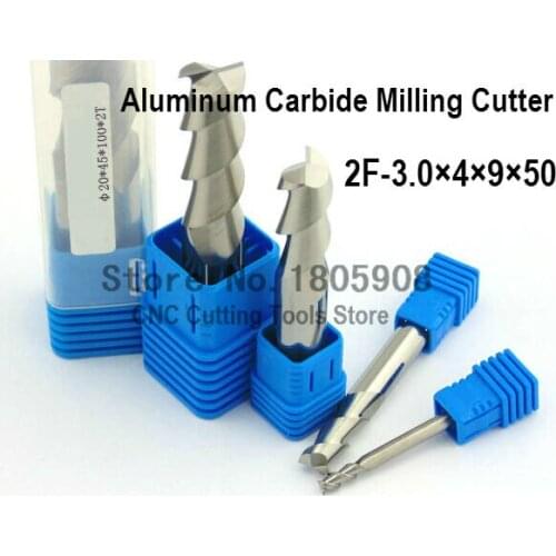 2 Flute 2F-3.0*4*9*50 CNC tool tungsten alloy milling cutter special flat aluminum alloy cutter aluminum alloy milling cutter