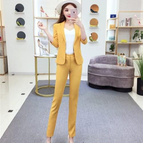 Suit womens autumn new Korean temperament waist fashion professional set wild trousers two-piece womens clothing