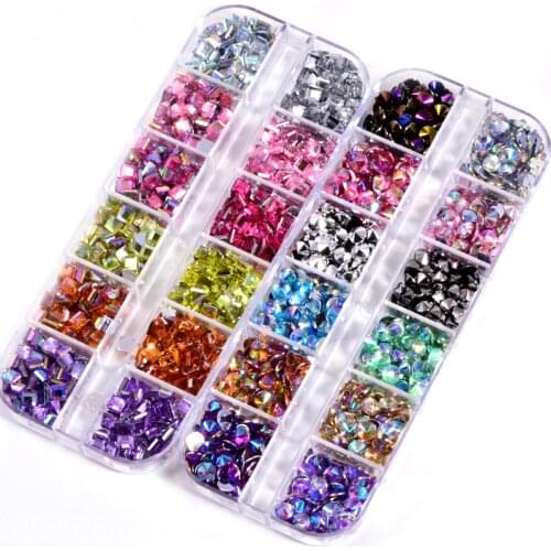 1800pcs/Box Square стразы Acrylic Non Hot Fix Rhinestones Mix Colors Rivoli Non HotFix Rhinestones for Nail Art Salon F0240