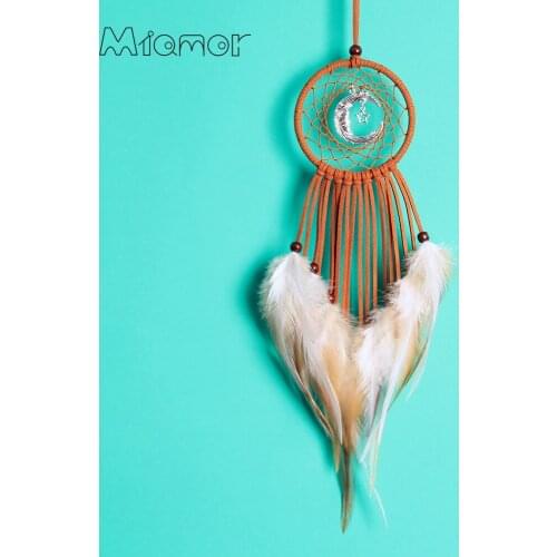 MIAMOR Brown Dreamcatcher With Moon Star Nursery School Kids Bedroom Decoration Car & Home Wall Decor Accessories AMOR0804