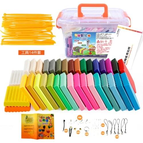 Polymer Clay Fimo DIY Soft Colorful Mud Set Molding Craft Oven Bake Clay Blocks Early Education Toy Plasticine With Tools Box
