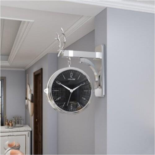 Nordic double faced clock wall clock living room simple clock fashion home personality creativity modern double faced wall clock