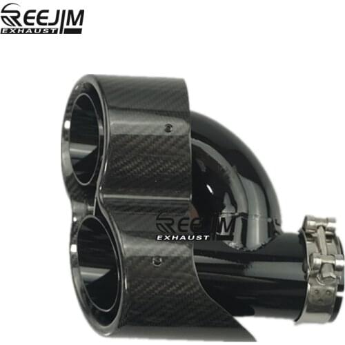 2020 New Model 1 piece Dual H Shape carbon fiber exhaust tip exhaust pipe muffler glossy Black Exhaust Tip Black brushed
