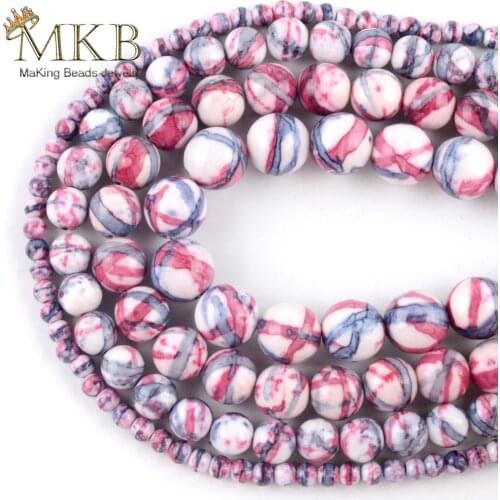 Wholesale Natural Purple Red Stripes Rain Stone Beads For Jewelry Making 4mm-10mm Round Beads DIY Bracelet Necklace Jewellery15"