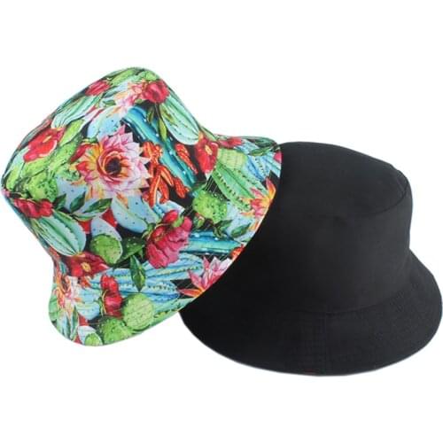 Summer Lotus Flower Bucket Hat Women Men Panama Sun Hat Reversible Bob chapeau Femme Fashion Floral Fisherman Hat