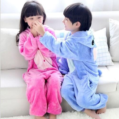Baby Cartoon Pink Pajama Kids Boys Girls Animal Cat Elephant Cow Bear Panda Pajamas Children Cosplay Pajamas