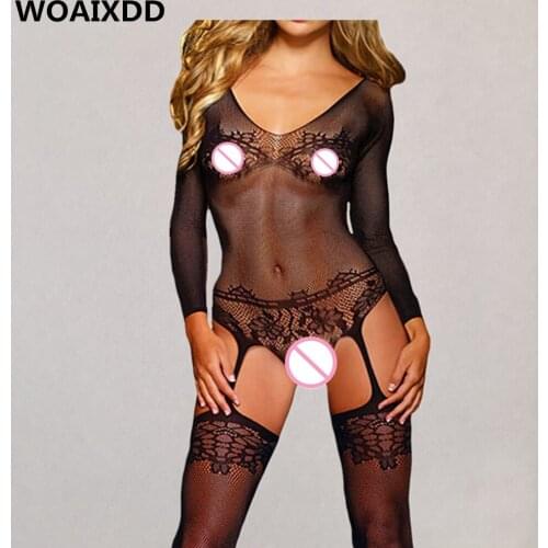 Sexy Latex Catsuit Bodystocking Women Lingerie Erotic Costumes Open Crotch Nylon Tights Transparent Lenceria Erotica Mujer Sexi