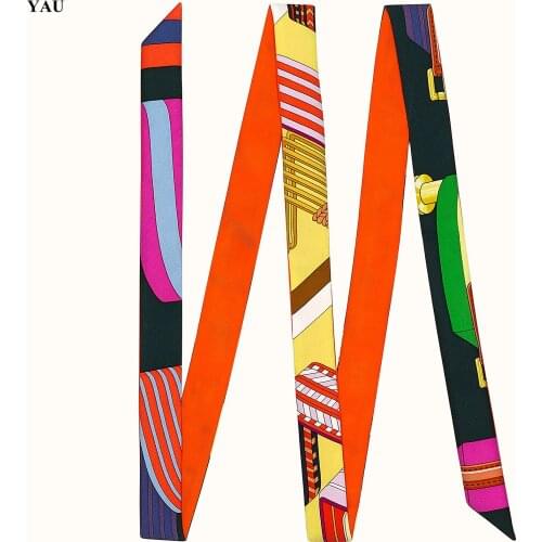 Brand Scarf Women Long Skinny Multifunctional Fashion Female Belt Plaid Head Scarves For Ladies Paisley Silk Scarf Bag Ribbons