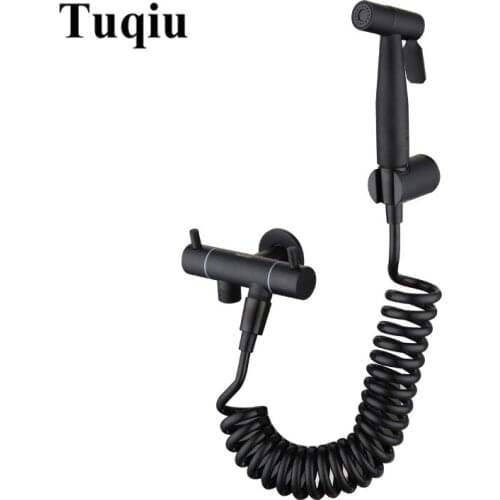 Black Bidet Toilet Sprayer Hygienic Shower Tap Bidet Stainlsss Steel Bathroom Hand Shower Wall Mount Faucet Bathroom accessories