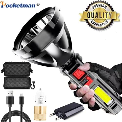 35000Lumens Super Bright COB Side Light LED Flashlight Built-in Battery Torch Portable USB Rechargeable Hand Light Waterproof