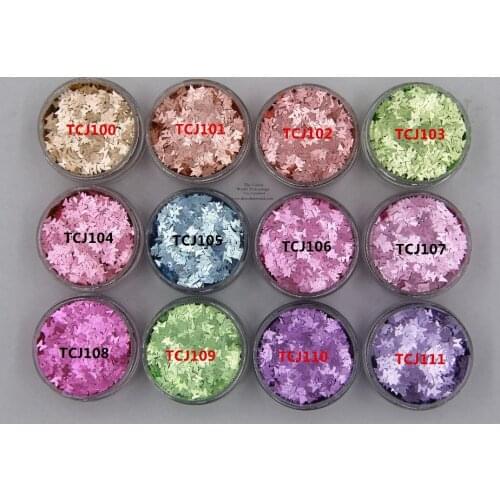 TCT-032 12 Pearlescent Color Metallic Luster Butterfly Shape 3MM Size Glitter For Nail Art Decoration Nail Gel Polish Decoration
