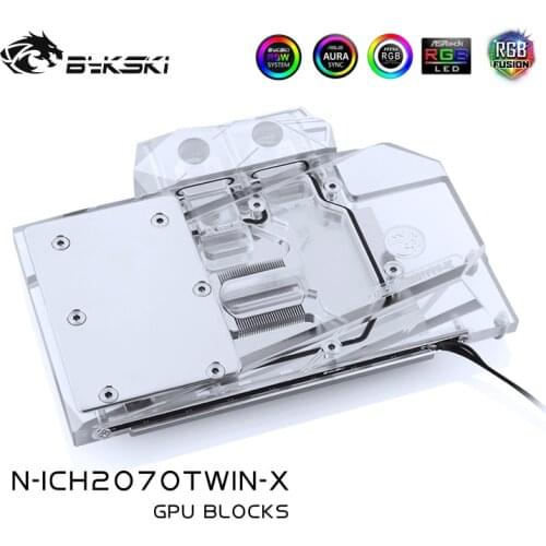 Bykski Water Block use for Inno3D RTX 2060 Twin X2 / Full Cover Copper Radiator Block/3PIN 5V A-RGB / 4PIN 12V RGB