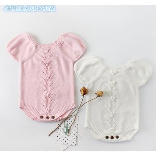 Knitted Baby Clothes For Girls Newborn Baby Girls Romper Handmade Woolen Knit Infant Baby Romper New Born Princess Jumpsuits