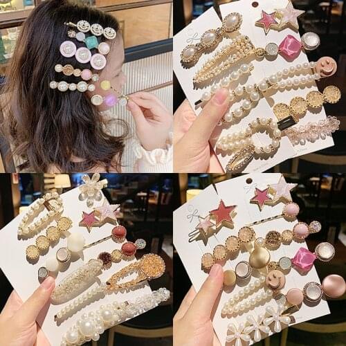 1Set Women Girls Sweet Beautiful Geometric Hairpins Cute Hair Ornament Headband Hair Clips Barrettes Fashion Hair Accessories