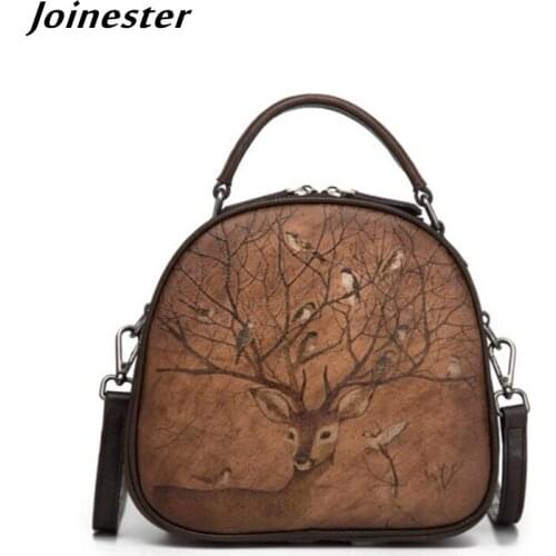 Genuine Leather Women Top Handle Handbags Vintage Versatile Shoulder Bags for Ladies Stylish Crossbody Travel Bag Retro Purses