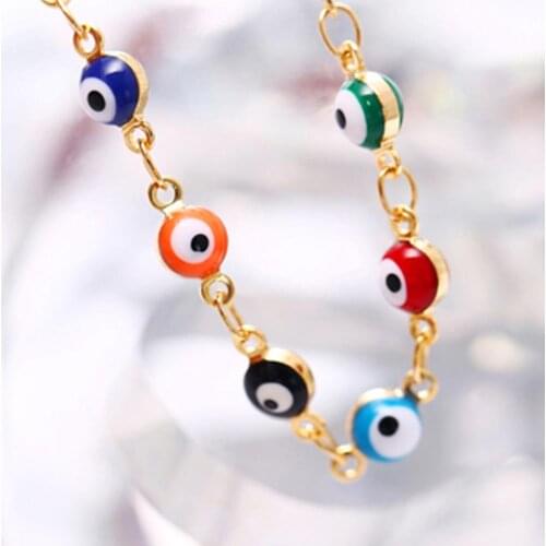 Retro Women Bohemian Colorful Turkish Eye Beads Summer Adjustable Ocean Beach Anklet Foot Chain Bracelet Foot Leg Jewelry