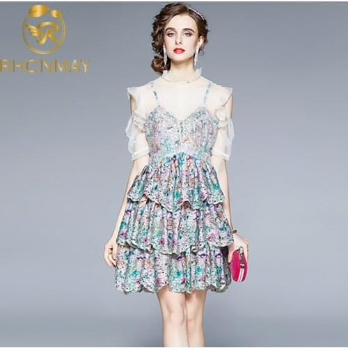 A-Line Mesh Vintage Boho Dresses Women Elegant Sexy Birthday Floral Party Lace Summer Print Short Sleeve Dress 2021 Embroidery