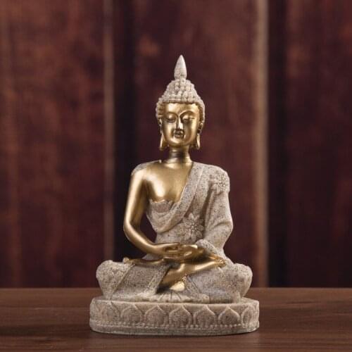1Pcs Nordic Style Sandstone Buddha Statue Resin Sculpture Fengshui Crafts Creative Home Decor Accessories Home Decoration Gift