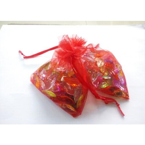 100pcs 10*15 Red gift bags for jewelry/wedding/christmas/birthday Organza Bags with handles Packaging Yarn bag