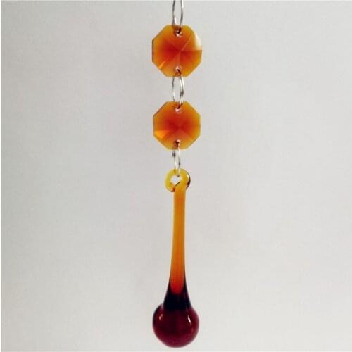 100pcs/Sets Various Color Crystal Raindrop Pendant With Octagon Beads Chandelier Prisms Lamp Curtain DIY Part