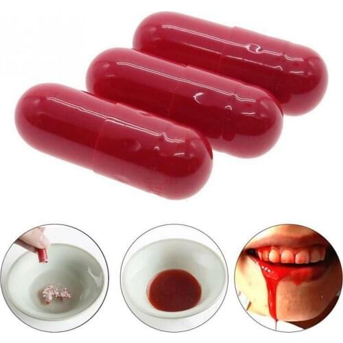 3Pcs/Box Horror Funny Halloween Prop Gag Realistic Fake Blood Pills Capsules