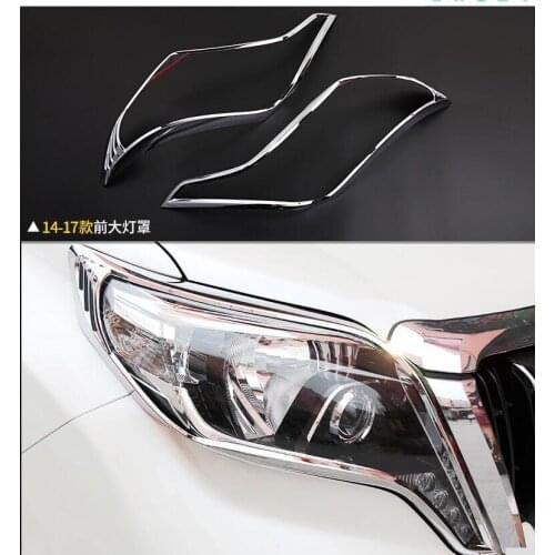 ABS chrome For Toyota Prado 150 accessories headlight cover trim fit 2014-2017 head light front lamp cover new