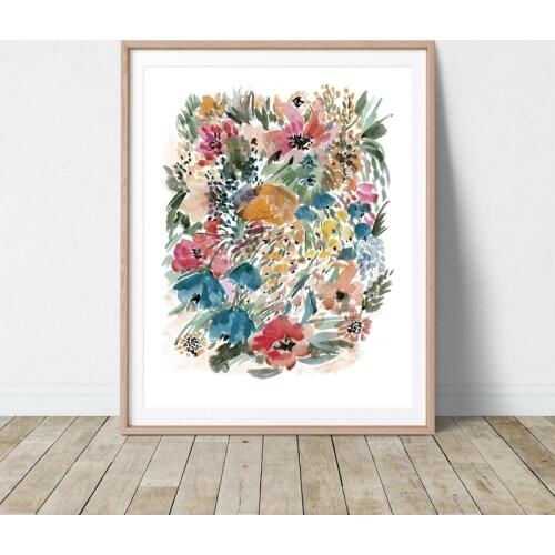 Watercolor Flowers Botanical Poster Print Colorful Floral Wall Art Canvas Painting Picture For Living Room Home Decor