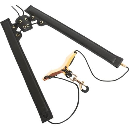 BATESMUSIC Leather Saxophones Strap Harness Metal Swivel Snap Hook Soft Adjustable for Saxophonist Students, Black