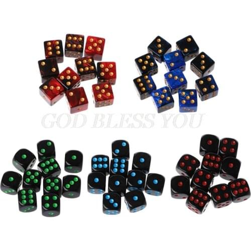 10Pcs 15mm Multicolor Acrylic Cube Dice Beads Six Sides Portable Table Games Toy Drop Shipping
