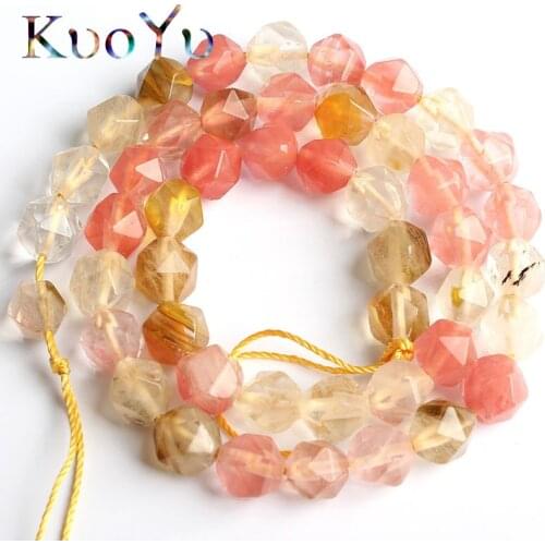 Wholesale Faceted Cherry Quartz Stone Loose Spacer Beads For Jewelry Making 15'' Strand 6/8/10mm DIY Bracelets Necklace