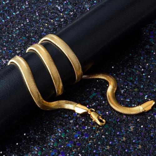 Men Gold Color Snake Chain Necklace Hip Hop Rock Jewelry Punk Style Statement Long Chains For Women Party Necklace Accessories