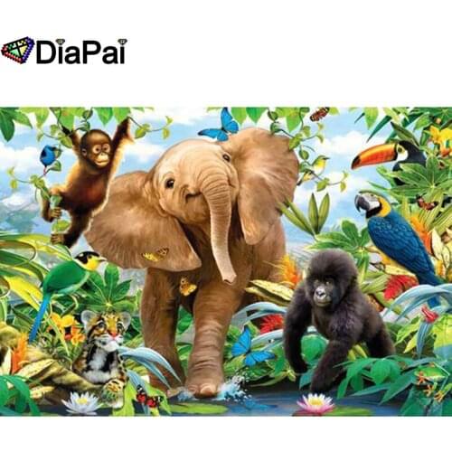 DIAPAI 5D Diy Diamond Painting Cross Stitch "Elephant orangutan"Home Decor Full Rhinestones Inlay Diamond Embroidery A26876