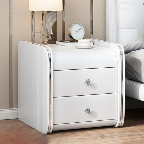 European Leather Storage Cabinet for Living Room Hotel Bedside Table Simple Modern Bedroom Furniture Small Apartment Nightstands