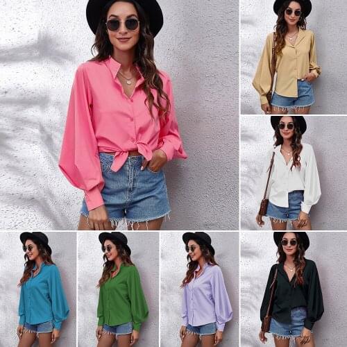 Gefevoqe Stand-up Collar Blouses