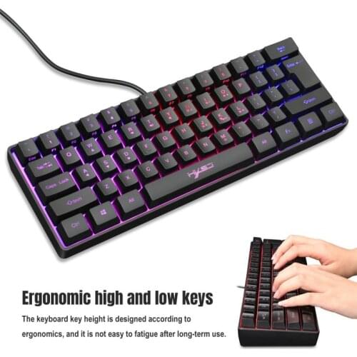 V700 USB Gaming Keyboard Adjustable RGB Backlight Brightness Game Keyboard Mini Keyboard 61 Keys For Gamer PC Laptop