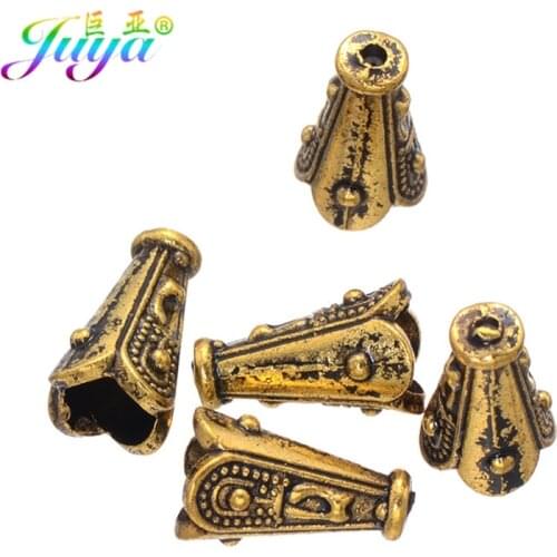 Juya 30pcs/lor Wholesale Womens Jewelry Findings Antique Gold/Silver Color Bead Caps For Tassels Earrings Jewelry Making