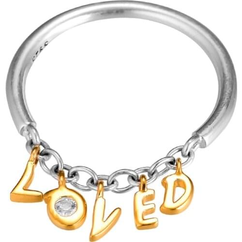 CKK Ring Loved Script Silver Rings For Women Men Anel Feminino 100% 925 Jewelry Sterling Silver Anillos Wedding